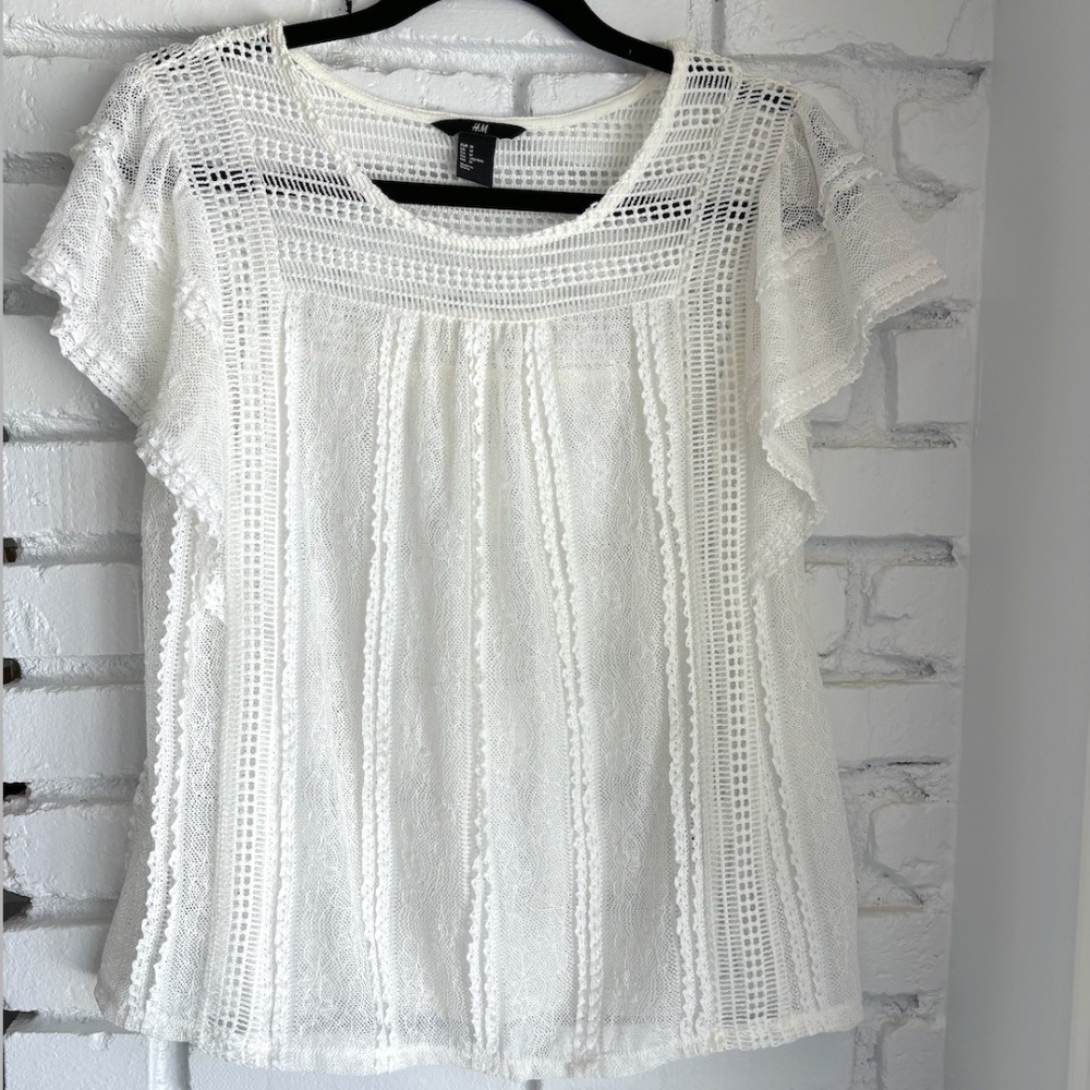 White Boho H&M top